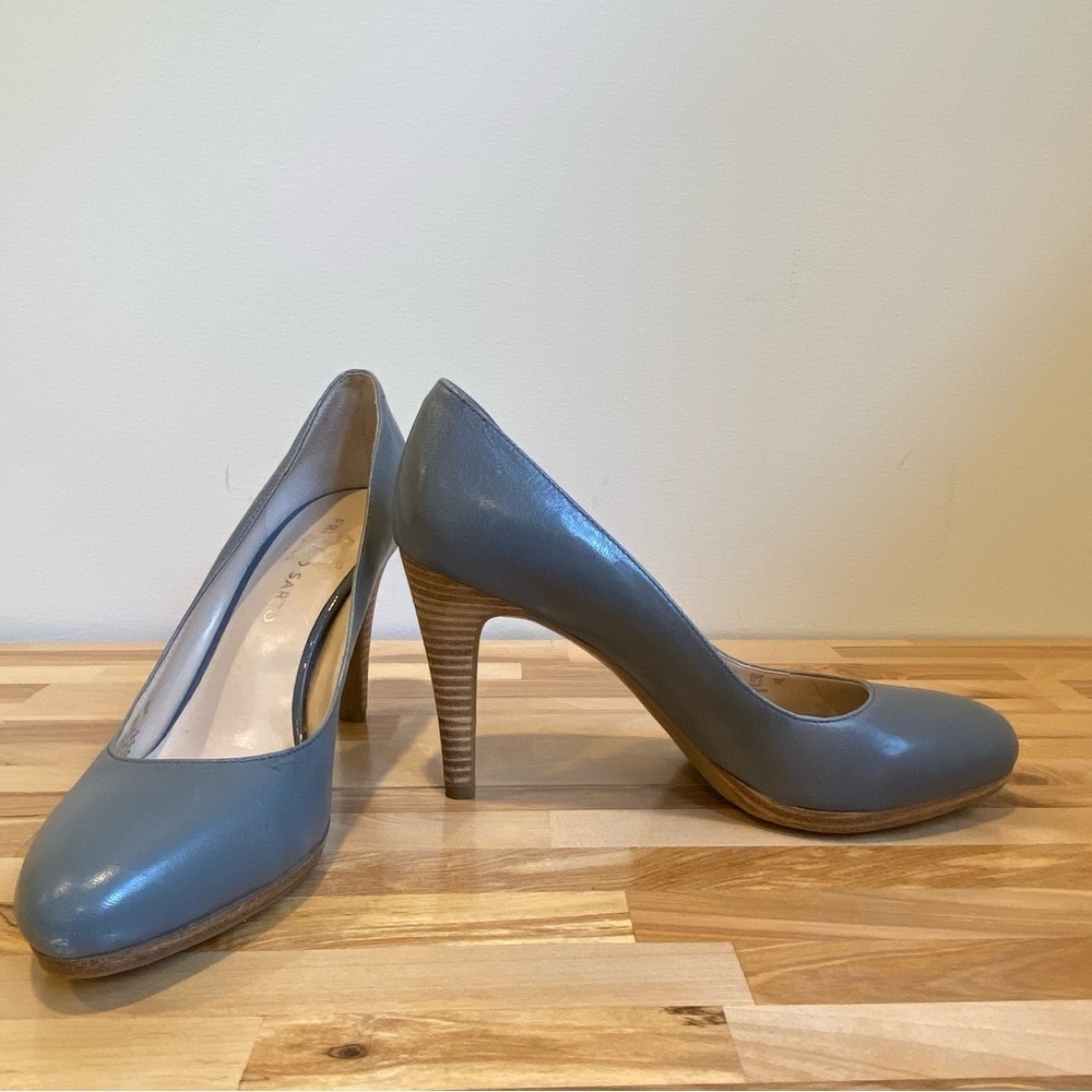 Franco Sarto Darren style leather heels blue/grey tan brown almond toe size 7.5 - Picture 8 of 16